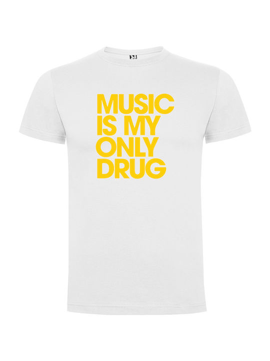 Tshirtakias Music Is My Only Drug Tricou Alb 213358-TSHIRT-WHITE