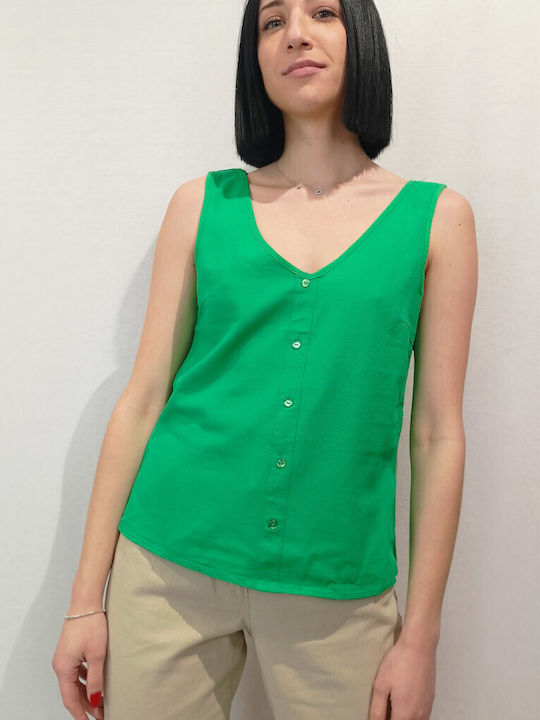 Vero Moda Bluza de Damă Fără mâneci Verde