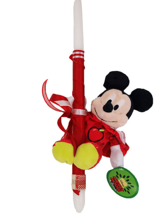 Πασχαλινή Λαμπάδα Mickey Στρογγυλή με Κουτί Mickey Mouse 40εκ. Κόκκινη