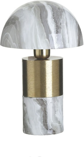 Inart Metal Table Lamp with Gray Shade and Gold Base