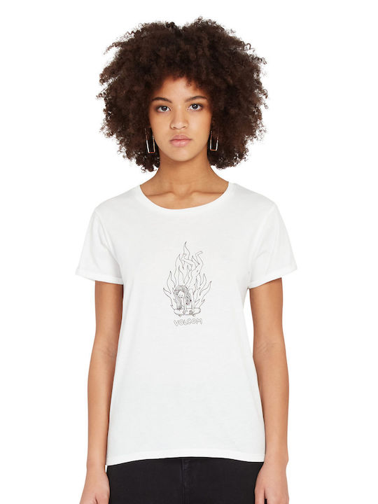 Volcom Radical Daze Γυναικείο T-shirt Λευκό με Στάμπα
