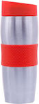 Aria Trade Glas Thermosflasche Rostfreier Stahl Rot 380ml mit Mundstück