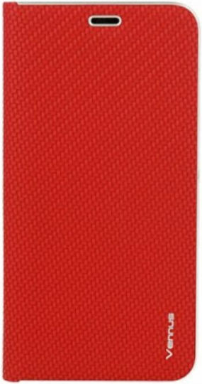 Vennus Carbon Книга Изкуствена кожа Червен (iPhone 12 mini)