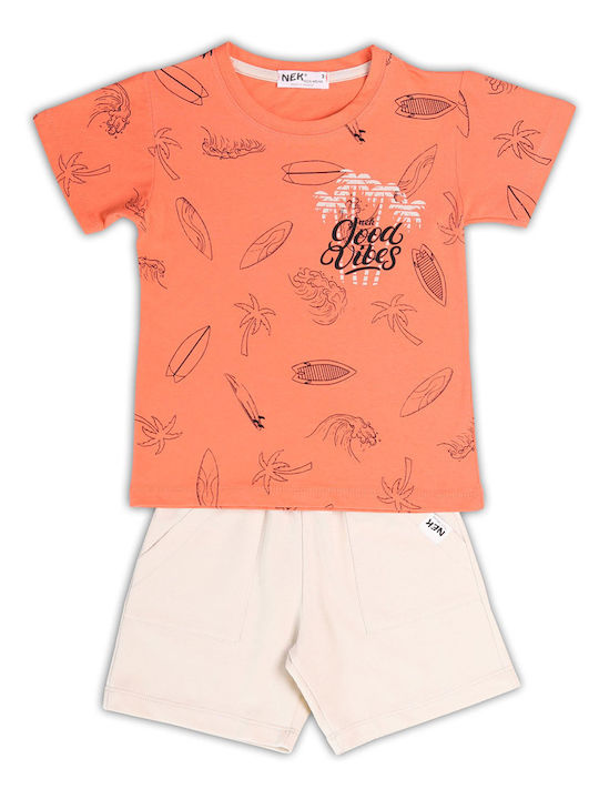 Nek Kids Wear Kids Set with Shorts Summer 2pcs Orange