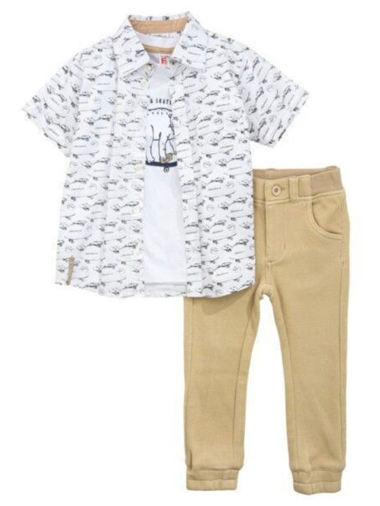 Funky Kids Set with Pants Summer 3pcs White Allover