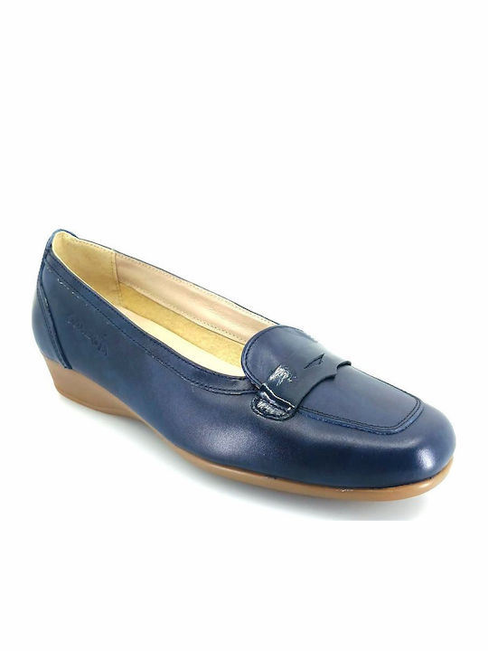 Δερμάτινα Γυναικεία Loafers σε Μπλε Χρώμα