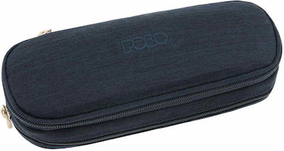 Polo Fabric Pencil Case with 2 Compartments Blue