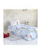 Nima Pompier Set Kids Duvet Cover Single with Pillowcase Cotton Light Blue 160x240cm