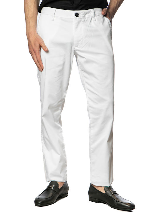 Men's Elastic White Chino Trousers