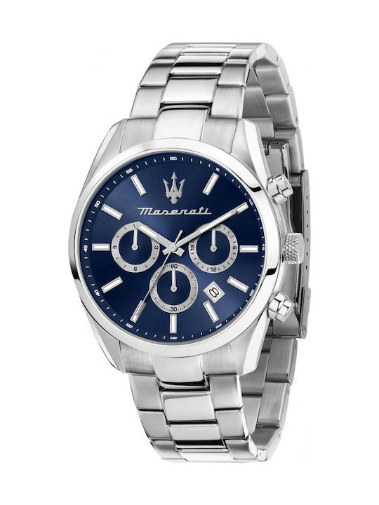 Maserati Ανδρικό Ρολόι 43mm Μπαταρίας με Ασημί Μεταλλικό Μπρασελέ