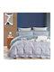 Borea Duvet Cover Set Cotton Satin Queen with 2 Pillowcases 220x240 Irida Petrol Blue