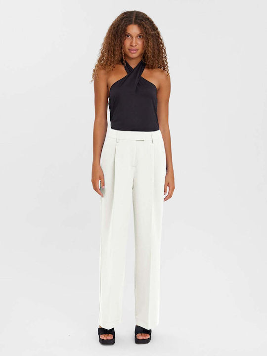 Vero Moda Γυναικεία Υφασμάτινη Παντελόνα σε Κανονική Εφαρμογή σε Λευκό Χρώμα