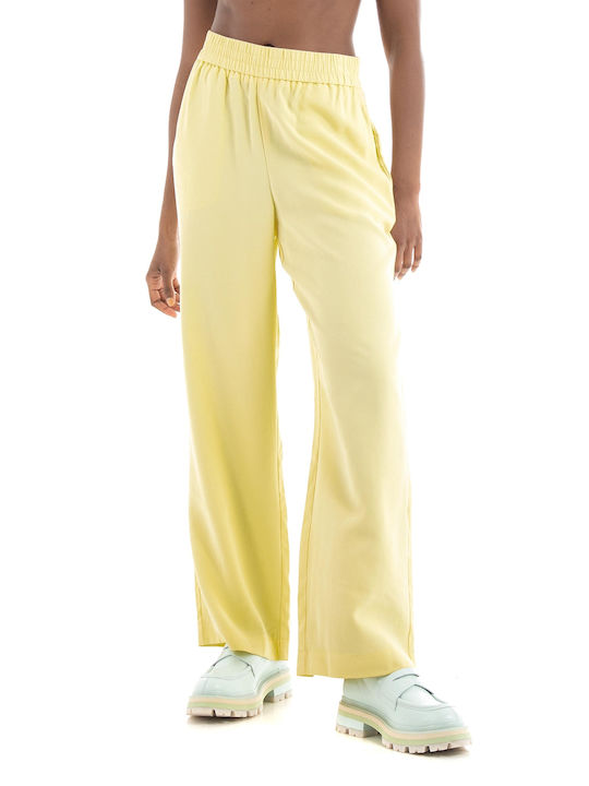 Vero Moda Women's High Waist Fabric Trousers with Elastic in Wide Line Banana