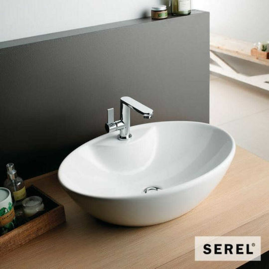 Serel Επικαθήμενος Νιπτήρας Πορσελάνης 55x41x16cm Λευκός