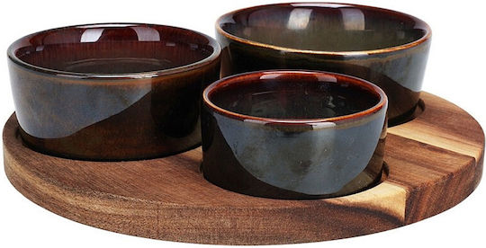 Excellent Houseware Керамично Ордьовър Триместна Зелена Ø19.8xY4см 4бр