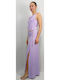 Only Summer Midi Slip Dress Dress Draped with Slit Purple Rose