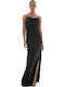 Sommer Maxi Abendkleid Slip Dress Drapierung mit Tränen Schwarz