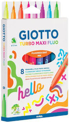 Giotto Turbo Glitter Fluo Neon Drawing Markers Thick Set 8 Colors 000453800