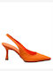 Pointed Toe Orange Heels with Strap