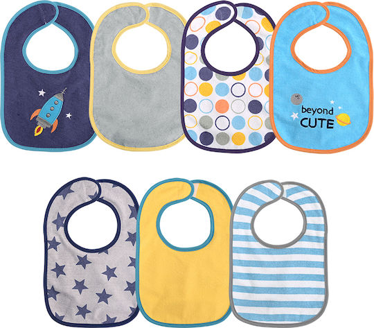 Lorelli Bib Fabric with Hoop & Loop Fastener Blue for 0 m+ 7pcs