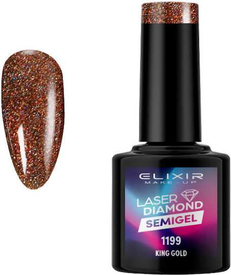 Elixir Diamond Halb-permanenter Nagellack 1199 (King Gold) mit Glitter 8ml 1Stück