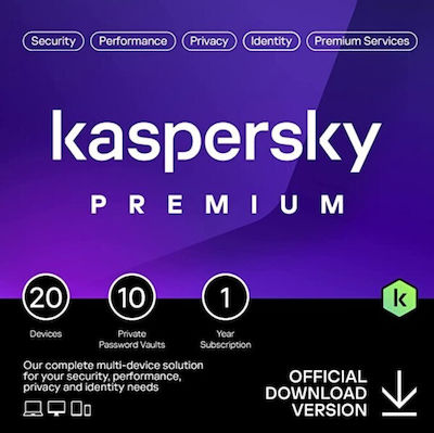 Kaspersky Premium für 20 Geräte und 1 Jahr Nutzung (Elektronische Lizenz)