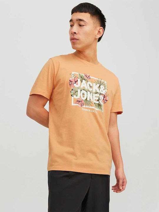 Jack & Jones T-shirt Bărbătesc cu Mânecă Scurtă Portocaliu