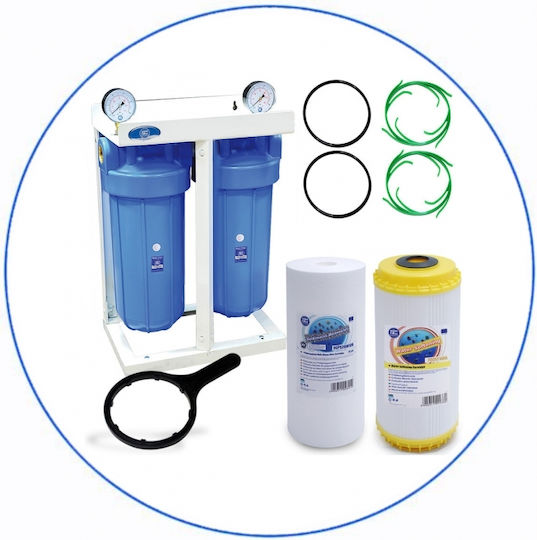 Aqua Filter BBPSCST10 Wasserfiltrationssystem Zentrale Versorgung Durchmesser 1'' mit Ersatzfilter Aqua Filter FCPS Polypropylen 5μm, Aqua Filter FCCST Wasserenthärtung
