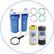 Aqua Filter BBCSTCBLS10 Water Filtration System Double Central Supply Micron 1'' with Replacement Filter Aqua Filter FCPS Polypropylene 5μm, Aqua Filter FCCBL-S Carbon