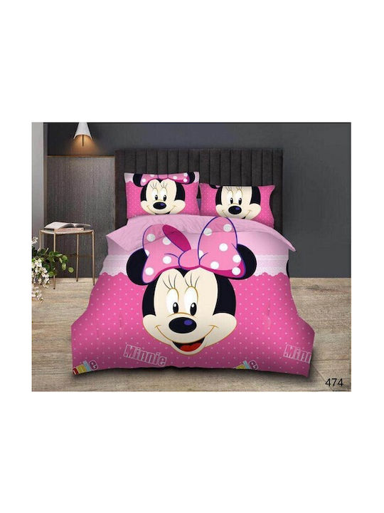 VS Home Σετ Μονά με Λάστιχο Minnie Φούξια 160x240cm VS Home Σετ Μονά με Λάστιχο Minnie Φούξια 160x240cm