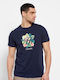 Funky Buddha T-shirt Bărbătesc cu Mânecă Scurtă Albastru marin