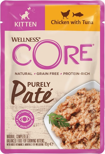 Wellness Core Pate Υγρή Τροφή για Ανήλικες Γάτες σε Φακελάκι με Κοτόπουλο και Τόνο χωρίς Σιτηρά 85gr