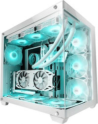 Mars Gaming S0235852 Gaming Midi Tower Computer Case with Window Panel White
