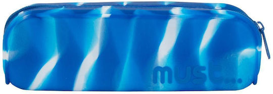 Must Team Focus Federmäppchen aus Silikon Zylinderförmig Waves Blue - White Verschiedene Farben