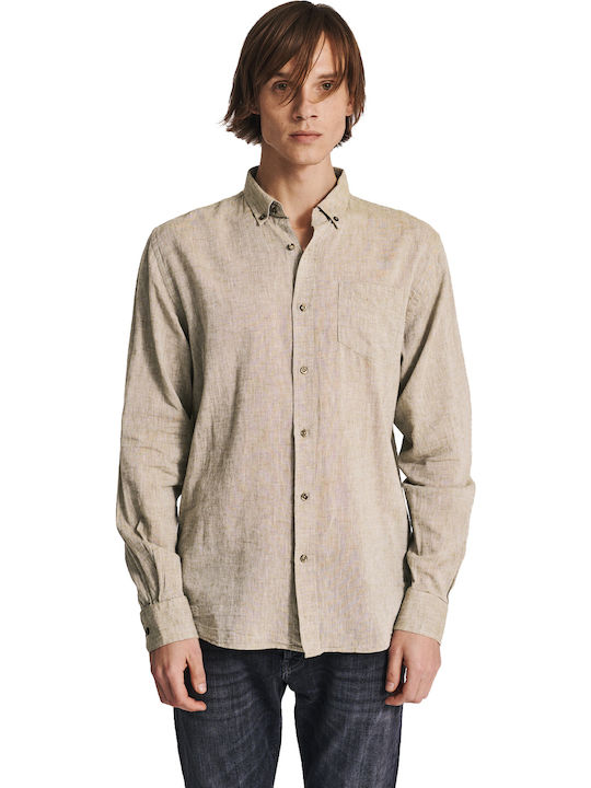 Hummel Langärmlig Leinen Hemd Beige