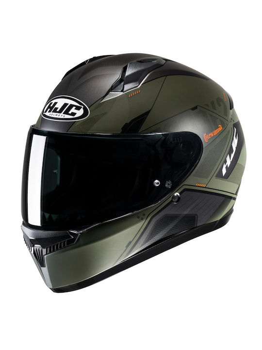 HJC C10 Inka Inka MC7SF Matt Titanium Green Mot...