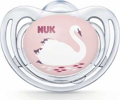 Nuk Orthodontischer Schnuller Silikon Freestyle Schwan Pink mit Etui für 0-6 Monate 1Stück