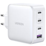 Ugreen Φορτιστής Χωρίς Καλώδιο GaN με Θύρα USB-A και 3 Θύρες USB-C 100W Λευκός (CD226)