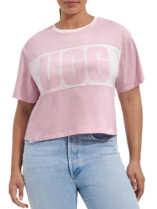 Ugg Australia Jordene Colorblocked Logo Women's Summer Crop Top Cotton Short Sleeve Pink
