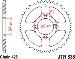 Yamaha Hinteres Ritzel 428 für Yamaha F1 Z / Z 125