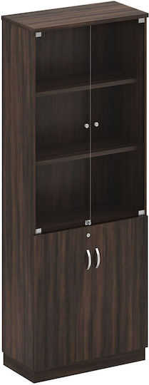 Dulap De Depozitare Pentru Birou Din Lemn Cu Încuietoare Nuanță De Lemn Închisă 80x40x211cm EO705,1