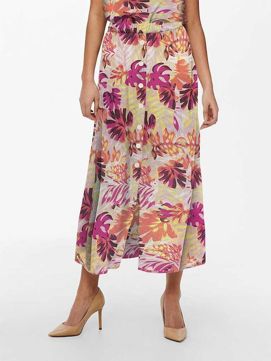 Only Midi Skirt Floral in Purple color