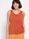 Funky Buddha Women's Athletic Blouse Sleeveless Terracota