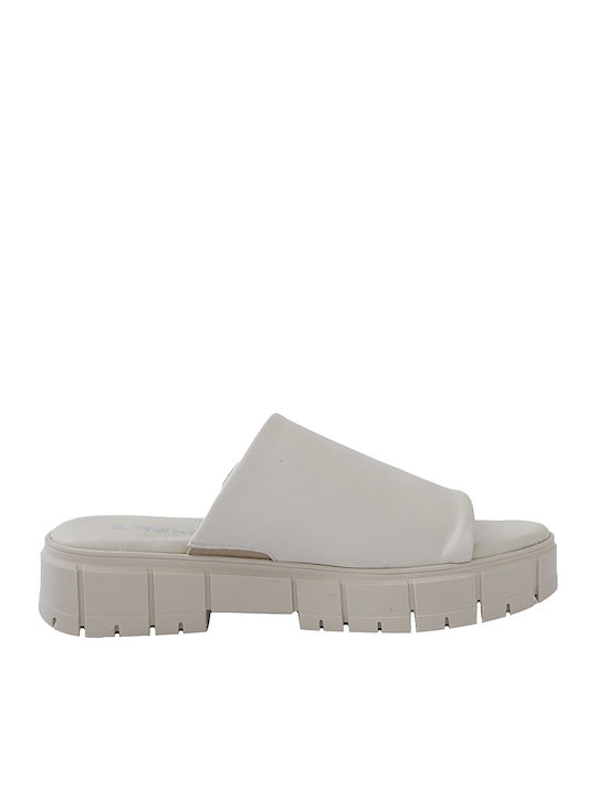 Tamaris Δερμάτινα Γυναικεία Σανδάλια Flatforms Λευκά 1-27252-20