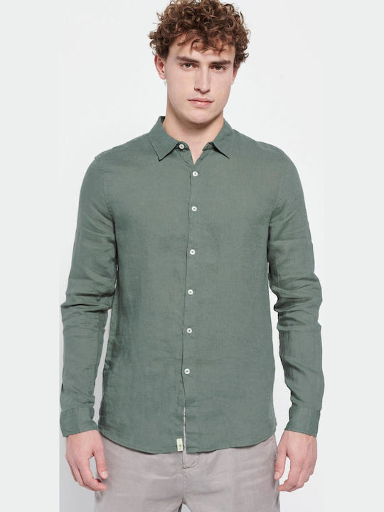 FBM007-00105 Long-sleeved Linen Shirt Dusty Green