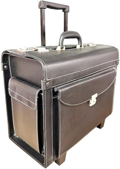Artificial Leather Cosmetic Case Wheeled Silver H37xW43xD20cm