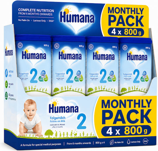 Humana Milk Powder Pro Balance 2 4τμχ for 6m++ Months 800gr