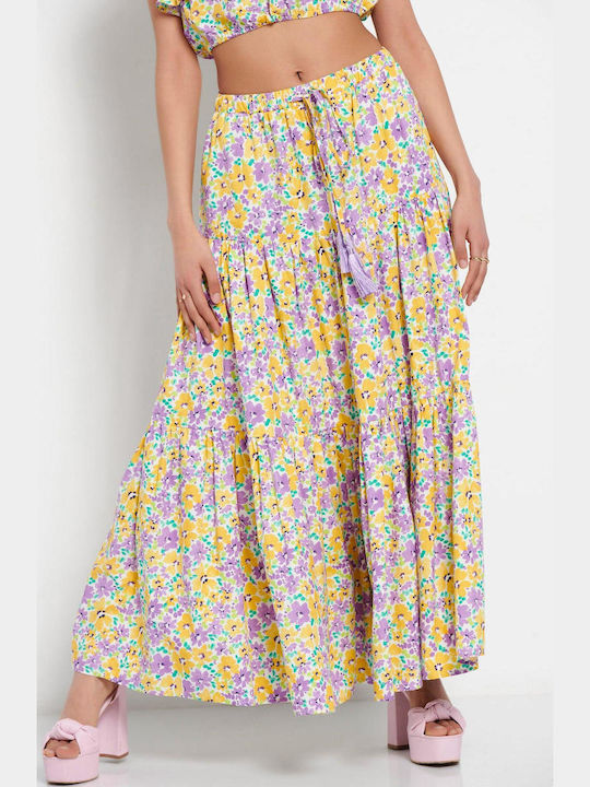 Ψηλόμεση Maxi Φούστα Floral Πολύχρωμη