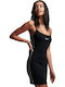 Strappy Summer Mini Athletic Dress with Spaghetti Strap Black