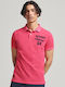 Superdry Men's Short Sleeve Blouse Polo Raspberry Pink